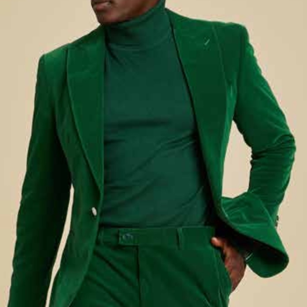 Green Saphire peak Lapel Valor blazer size 6XL